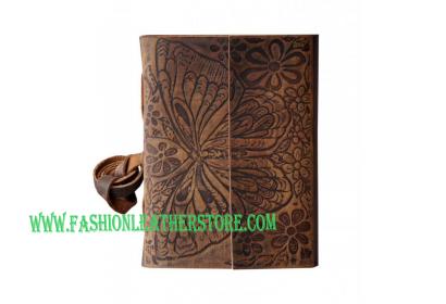 Soft Leather Embossed Beautiful Butterfly Design Bound Notebook & Sketchbook Handmade Leather Diary